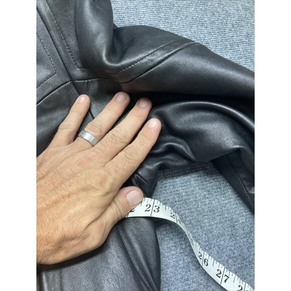 Valerie Steven’s Lamb Leather Jacket Women’s Size Medium Black Full Zip Hooded - Picture 10 of 14